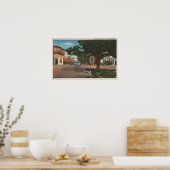 Carmel, CA - Street Scene with Trees and Shops Poster (Küche)