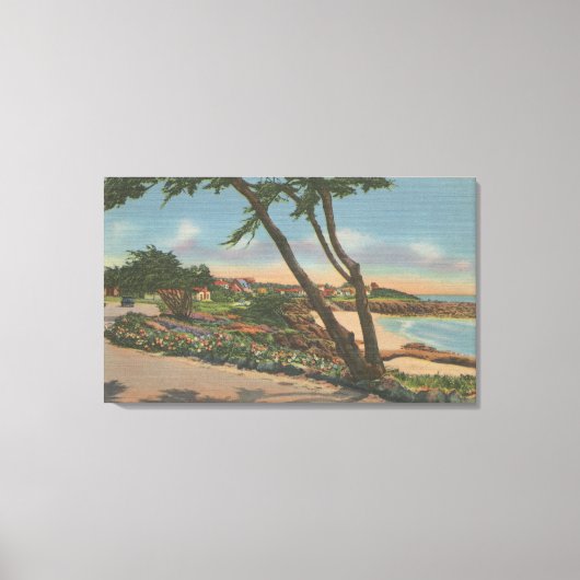 Carmel, CA - Zuhause entlang der Küste Leinwanddruck (Vorderseite)