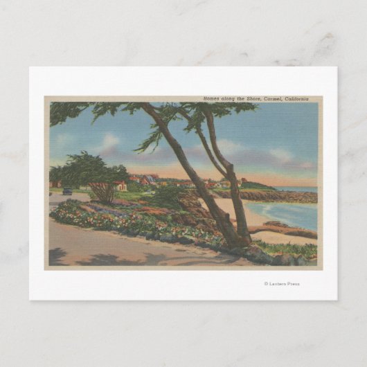 Carmel, CA - Zuhause entlang der Küste Postkarte (Vorderseite)