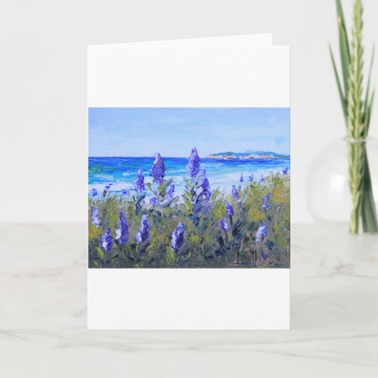 Carmel California, Beach, Lupins, Landscape Art Karte (Vorderseite)