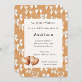 Carmel Cream Heart Balloons Bows Caramel Birthday  Einladung (Vorne/Hinten)