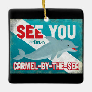 Carmel-durch-d-Meerdelphin - Retro Vintage Reise Keramikornament