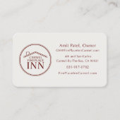 Carmel FirePlace Inn - Manager - Custom Design Visitenkarte (Vorderseite)