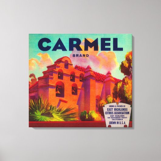 Carmel Orange LabelEast Highlands, CA Leinwanddruck (Vorderseite)