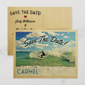 Carmel Save the Date California Surf Ankündigungspostkarte (Vorne/Hinten)