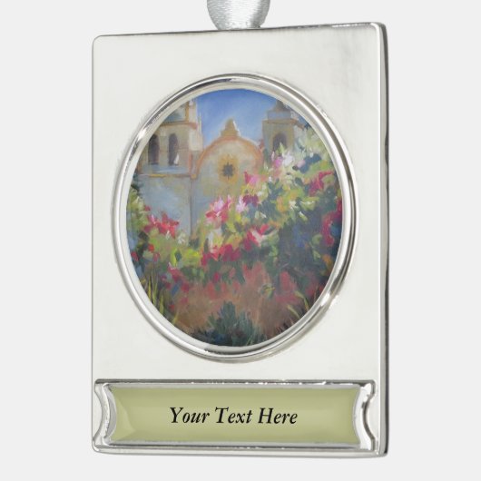 Carmel Spanish Mission California Garden Banner-Ornament Silber (Links)