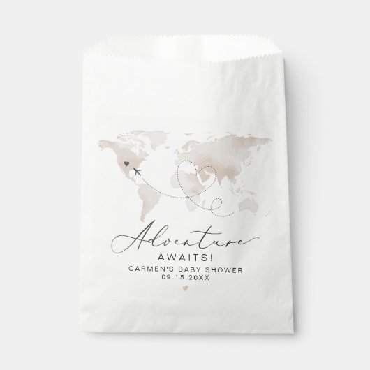 CARMEN Beige Karte Adventure Baby Dusche Geschenktütchen (Vorderseite)