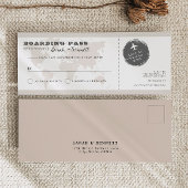 CARMEN Beige World Map Boarding Pass RSVP Card Einladung