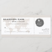 CARMEN Beige World Map Boarding Pass RSVP Card Menükarte (Vorderseite)