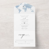 CARMEN Dusty Blue Map Hochzeit in Urlaubsort All In One Einladung (Innen Boden)
