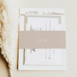 CARMEN Einfache Minimalistische Creme Beige Hochze Einladungsbanderole