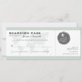 CARMEN Green World Map Boarding Pass RSVP Card Einladung (Vorderseite)