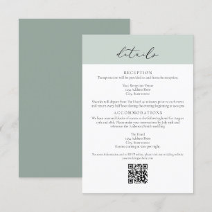 CARMEN Grüner Reisepass-Stil Hochzeits-QR-Detailka Einladung