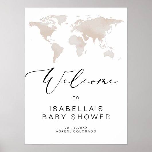 CARMEN Karte Reiseerlebnis Baby Dusche Willkommen Poster (Vorne)