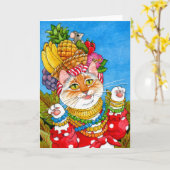 Carmen Miranda Cat Geburtstagskarte Karte (Gelbe Blume)
