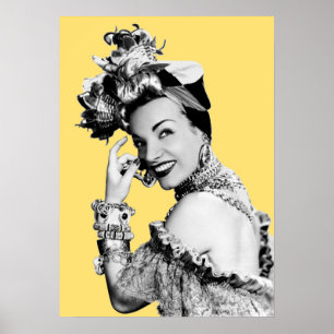 Carmen Miranda Portrait Schwarz-Weiß-Kunstwerk Poster