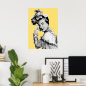 Carmen Miranda Portrait Schwarz-Weiß-Kunstwerk Poster (Heimbüro)