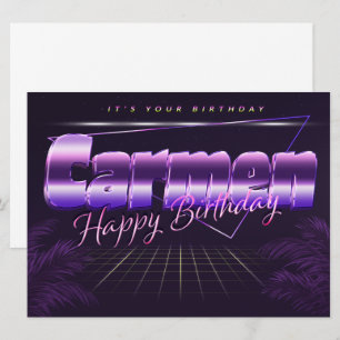 Carmen Name Vorname lila retro Karte Geburtstag