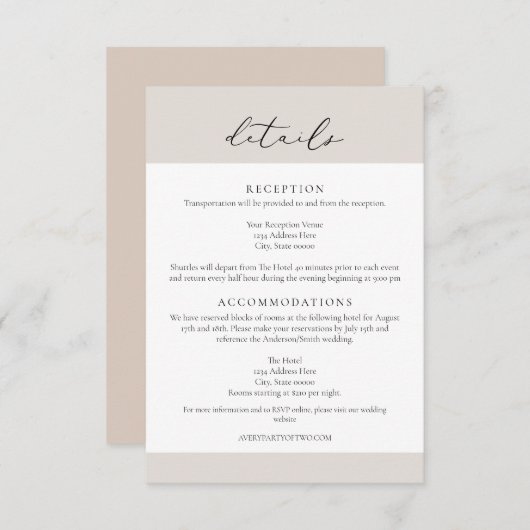 CARMEN Passport Style Wedding Details Card Einladung (Vorne/Hinten)