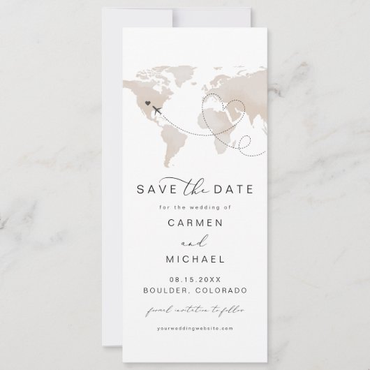 CARMEN Reiseziel Cream Karte Save the Date (Vorderseite)