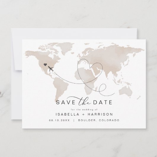 CARMEN Reiseziel Cream Karte Save the Date (Vorderseite)