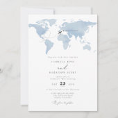 CARMEN Zielort Blue Map Wedding Details Invita Einladung (Vorderseite)