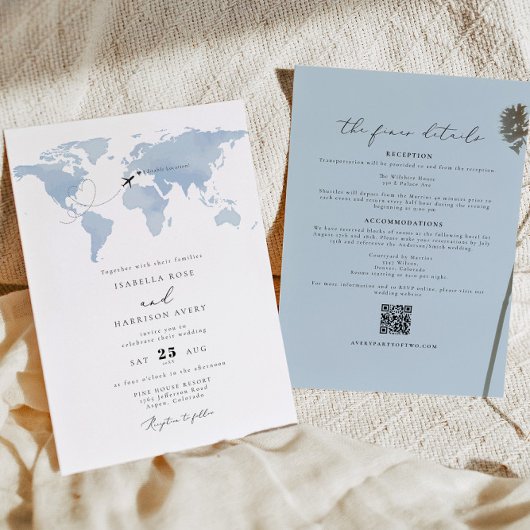CARMEN Zielort Blue Map Wedding Details Invita Einladung