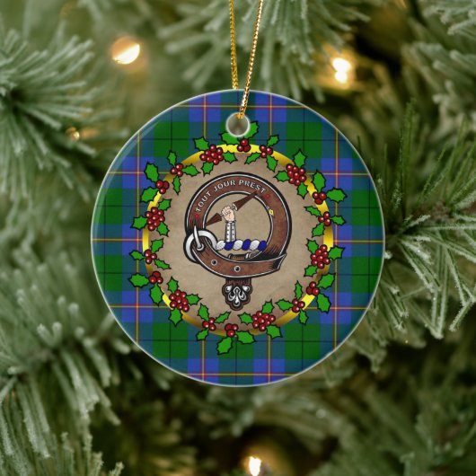 Carmichael Clan Abzeichen & Tartan Personalisiert Keramik Ornament (Baum)