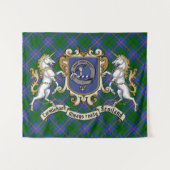 Carmichael Clan Abzeichen & Unicorns w/Tartan Wandteppich (Vorderseite (Horizontal))
