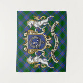 Carmichael Clan Abzeichen & Unicorns w/Tartan Wandteppich (Vorderseite)