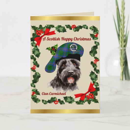 Carmichael Scottie Dog Personalisiert Xmas Karte (Vorderseite)