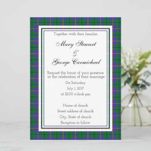 Carmichael Scottish Wedding Einladung (Stehend Vorderseite)