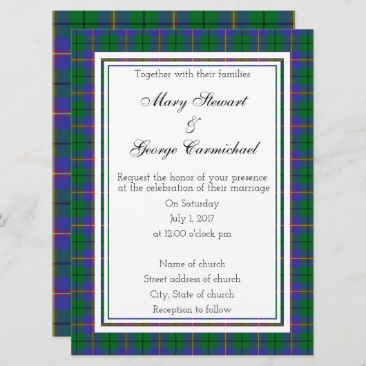Carmichael Scottish Wedding Einladung (Vorne/Hinten)