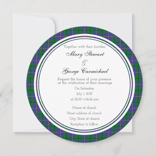 Carmichael Scottish Wedding Round Einladung (Vorderseite)