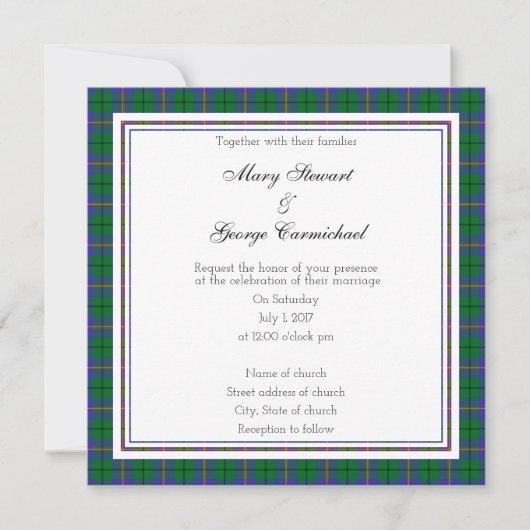 Carmichael Scottish Wedding Square Einladung (Vorderseite)