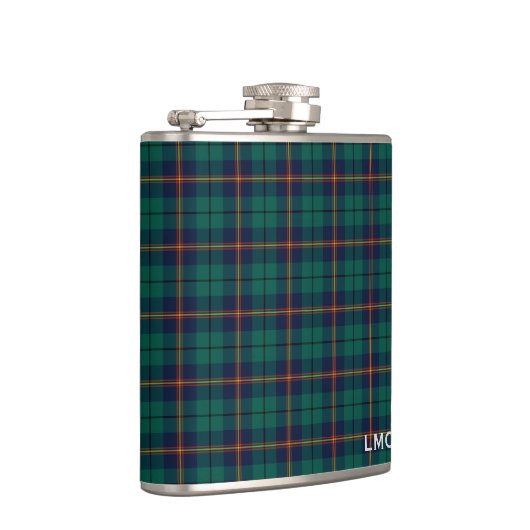 Carmichael Tartan Dark Green Kariert Monogram Flachmann (Rechts)