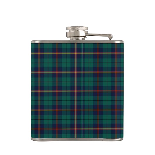 Carmichael Tartan Dark Green Kariert Monogram Flachmann (Rückseite)