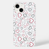 Carmin Red Gray Happy Hearts Muster Case-Mate iPhone Hülle (Rückseite)