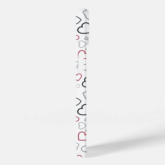 Carmin Red Gray Happy Hearts Muster Case-Mate iPhone Hülle (Rückseite / Rechts)