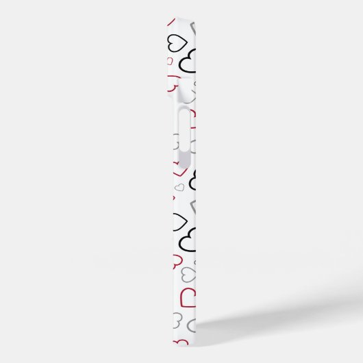 Carmin Red Gray Happy Hearts Muster Case-Mate iPhone Hülle (Rückseite / Links)