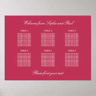 Carmine Magenta 6 Tisch Sitzordnung Poster