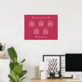 Carmine Magenta Red 5 Table Chart Poster (Heimbüro)