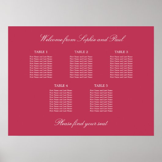 Carmine Magenta Red 5 Table Chart Poster (Vorne)
