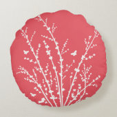 Carmine Pink Schmetterlinge Botanische Branchen Mo Rundes Kissen (Rückseite)