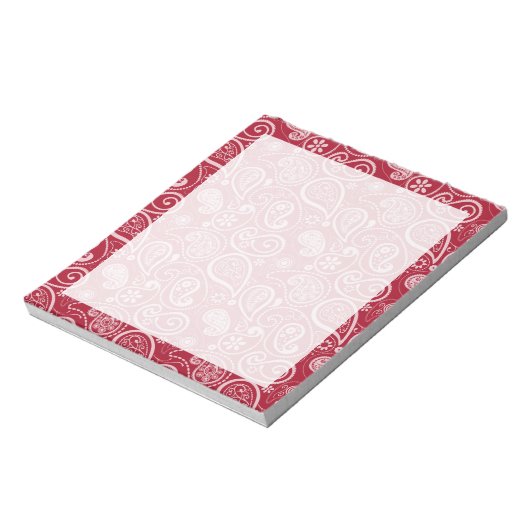 Carmine Red Paisley Notizblock (Rotiert)