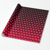 Carmine Red Polka Dot Modern Black Geschenkpapier (Ungerollt)