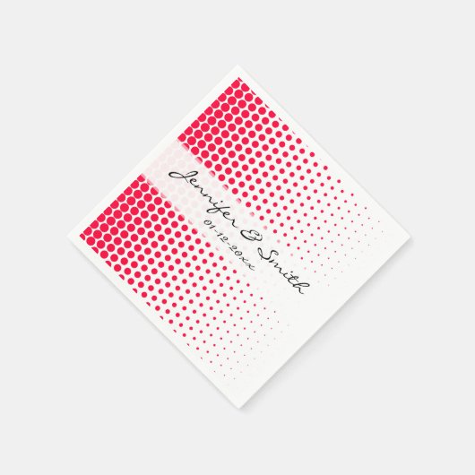 Carmine Red Polka Dot Modern White Serviette (Ecke)