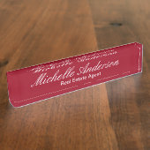 Carmine Red Script Real Anwesen Agent Namensplakette (Seite)