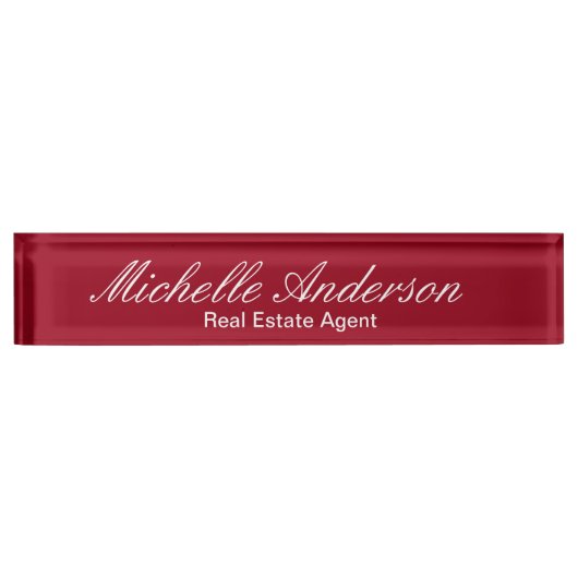 Carmine Red Script Real Anwesen Agent Namensplakette (Vorderseite)
