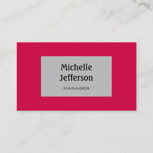 Carmine Red Silver Gray Trendy Business Card Visitenkarte